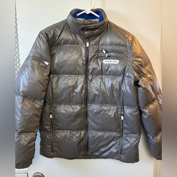 Polo Ralph Lauren Puffer Down Jacket Silver Gray Metallic Winter Women’s Size XL - Picture 1 of 11